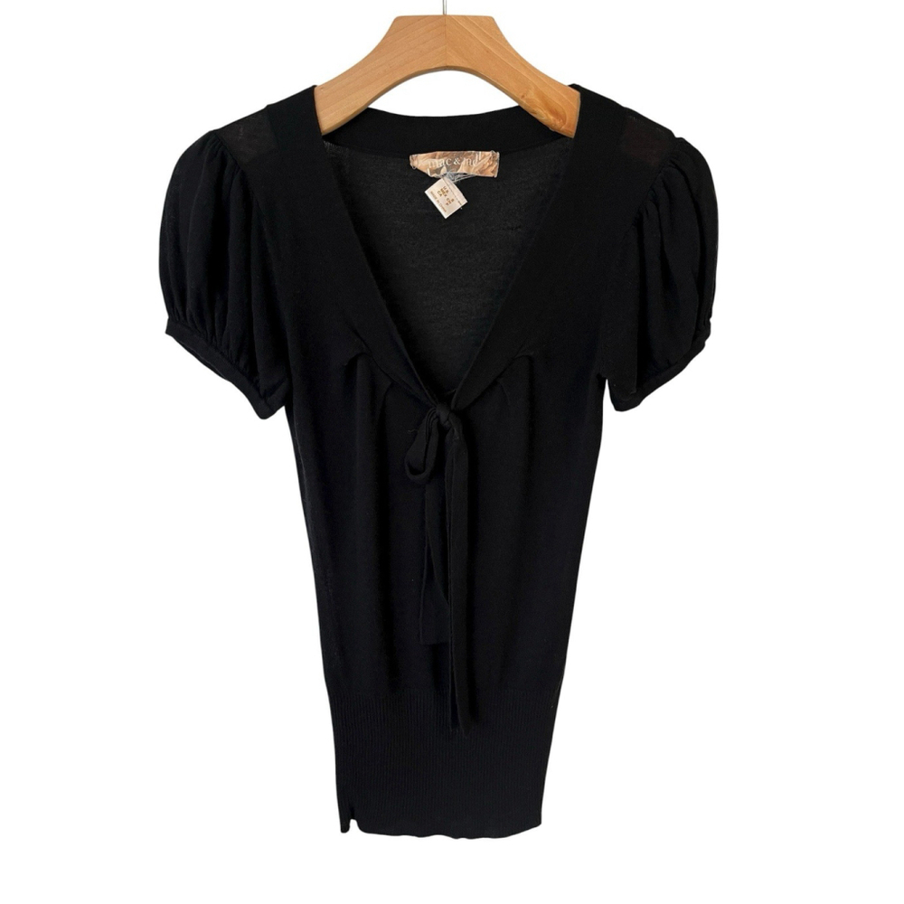 Mac & Jac Black Ribbed Knit Top Small